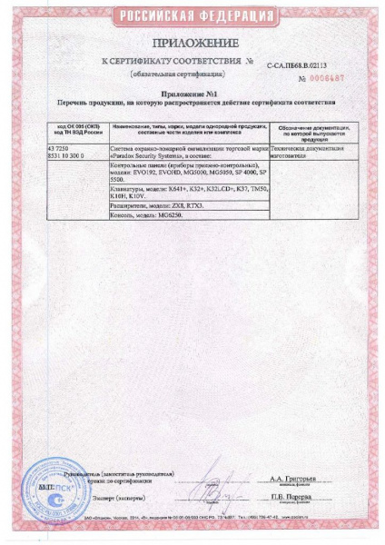 Датчик движения DG85W Сертификат Датчик движения DG85W Сертификат