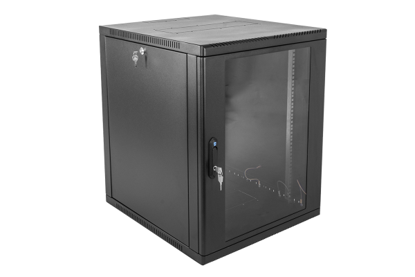 Шкаф телекоммуникационный настенный сварной 12U (600 × 500) съёмные стенки, дверь стекло, чёрный Фото