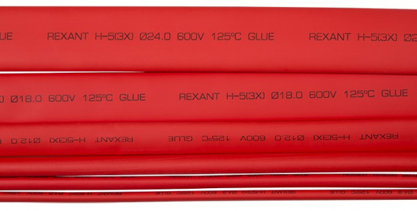 Трубка термоусаживаемая клеевая ТТК (3:1)-18/6 красная REXANT Фото