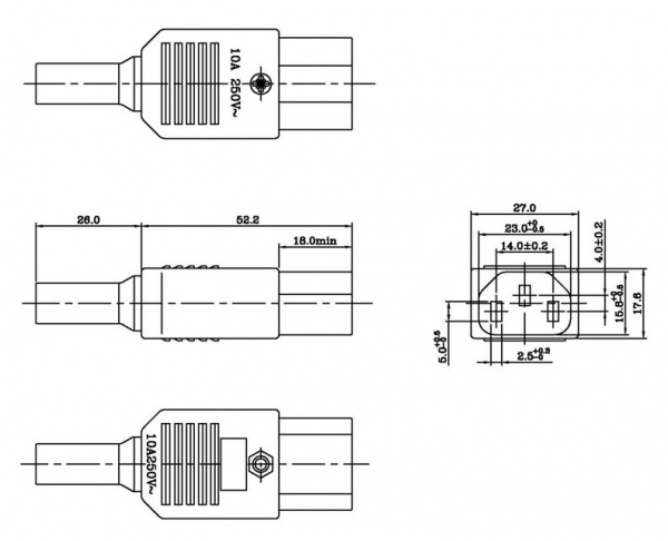 Hyperline CON-IEC320C13 Разъем IEC 60320 C13 220В 10A на кабель  Фото