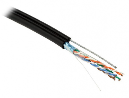 Кабель витая пара Hyperline Cat5e F/UTP, FUTP4-C5E-S24-SW-OUT-PE-BK-500, (24 AWG) (500м) Фото