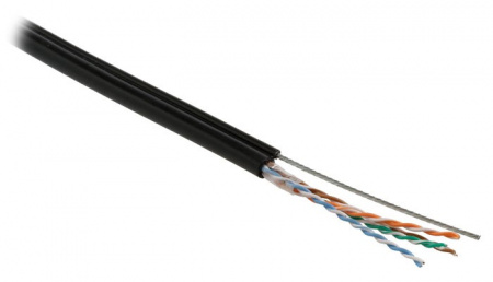 Кабель витая пара Hyperline Cat5e U/UTP, UUTP4-C5E-S24-SW-OUT-PE-BK-500, (24 AWG) (500 м) Фото