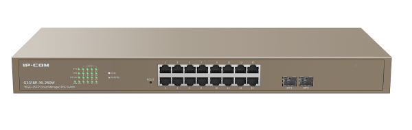 G3318P-16-250W Управляемый L2 PoE коммутатор IP-COM c 16 портами PoЕ 10/100/1000 Мбит/с, 2 SFP 100/1000 Мбит/с Фото