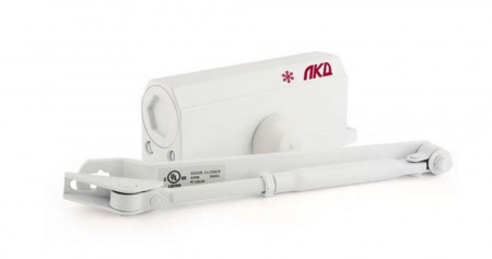 Доводчик дверной ЛКД-ДБ-60-110, с задержкой закрывания, до 110 кг, EN3-5, белый, гидравлический, морозостойкий