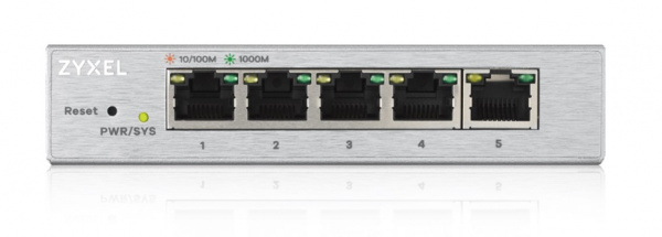 Smart коммутатор Zyxel GS1200-5, 5xGE, настольный, бесшумный, с поддержкой VLAN, IGMP, QoS и Link Ag Фото