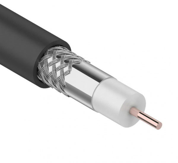 Кабель коаксиальный REXANT RG-6U, 75 Ом, CCS/Al/Al, 64%, бухта 100 м, черный OUTDOOR Фото Кабель коаксиальный REXANT RG-6U, 75 Ом, CCS/Al/Al, 64%, бухта 100 м, черный OUTDOOR Фото