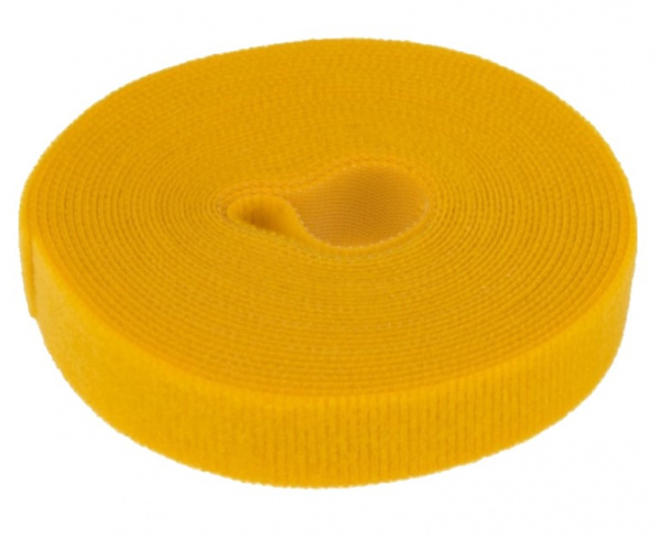 Лента-липучка многоразовая 5 м х 20 мм, желтая (1 шт.) REXANT Фото
