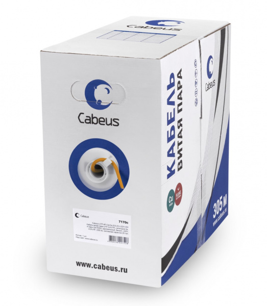 Кабель витая пара Cabeus UTP-4P-Cat.5e-SOLID-LSZH, CAT5e, бухта 305 м Фото Кабель витая пара Cabeus UTP-4P-Cat.5e-SOLID-LSZH, CAT5e, бухта 305 м Фото