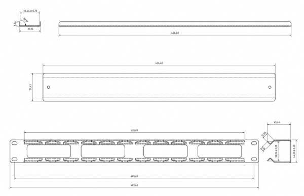 Hyperline CM-1U-ML-COV Кабельный организатор металлический с крышкой, 19 Hyperline CM-1U-ML-COV Кабельный организатор металлический с крышкой, 19