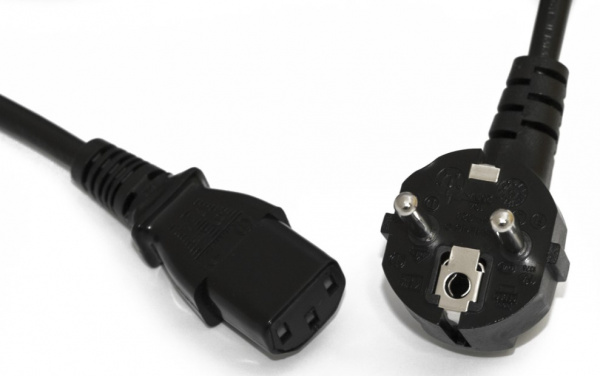 Hyperline PWC-IEC13-SHM-1.0-BK Кабель питания компьютера (Schuko+C13) (3x0.75), 10A, угловая вилка, 1м, цвет черный Фото Hyperline PWC-IEC13-SHM-1.0-BK Кабель питания компьютера (Schuko+C13) (3x0.75), 10A, угловая вилка, 1м, цвет черный Фото