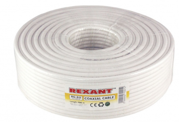 Кабель коаксиальный REXANT RG-6U+Cu, 75 Ом, Cu/Al/Cu, 64%, бухта 100 м Фото Кабель коаксиальный REXANT RG-6U+Cu, 75 Ом, Cu/Al/Cu, 64%, бухта 100 м Фото