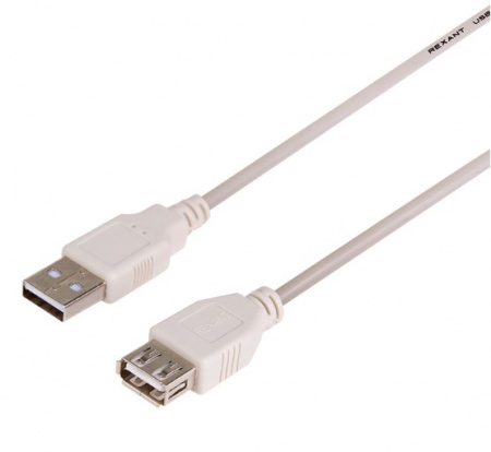 Кабель USB (шт. USB A - гн. USB A) 1.8 метра, серый REXANT Фото Кабель USB (шт. USB A - гн. USB A) 1.8 метра, серый REXANT Фото