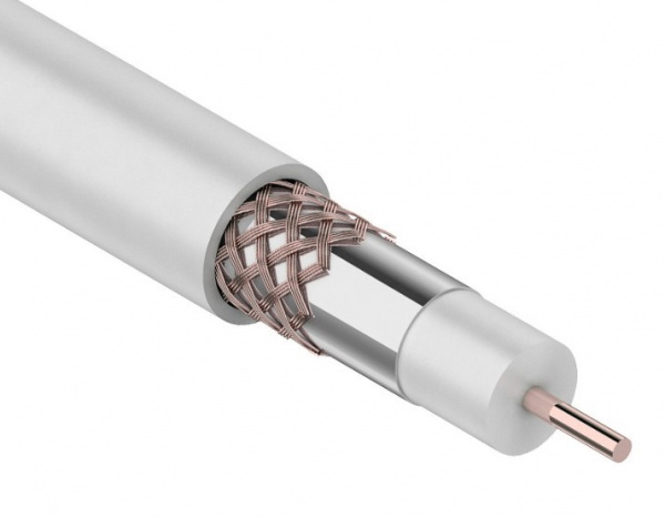 Кабель коаксиальный REXANT RG-6U+Cu, 75 Ом, Cu/Al/Cu, 75%, бухта 100 м, белый Фото Кабель коаксиальный REXANT RG-6U+Cu, 75 Ом, Cu/Al/Cu, 75%, бухта 100 м, белый Фото