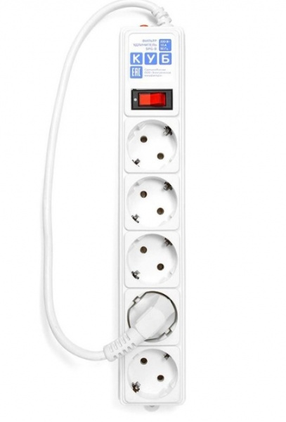 Фильтр-удл. PC 0,5м 5р, бел. 10А/2,2кВт Фото Фильтр-удл. PC 0,5м 5р, бел. 10А/2,2кВт Фото