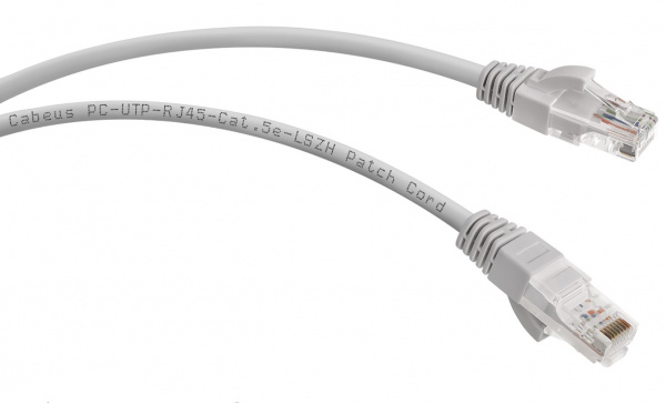 Cabeus PC-UTP-RJ45-Cat.5e-3m-LSZH Патч-корд U/UTP, категория 5е, 2xRJ45/8p8c, неэкранированный, серый, LSZH, 3м Фото