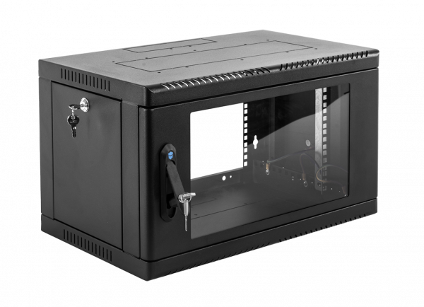 Шкаф телекоммуникационный настенный сварной 9U (600 × 650) съёмные стенки, дверь стекло, чёрный Фото