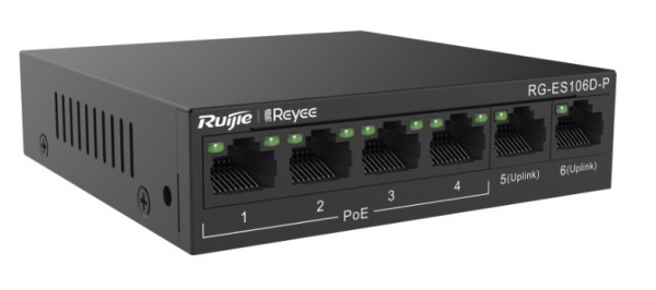 RG-ES106D-P 6-Port FE Неуправляемый POE коммутатор Ruijie Reyee Фото