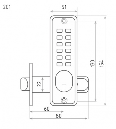 Кодовый замок с фиксатором 201 НОРА-М (черный) Фото