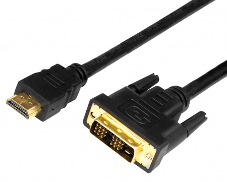 Шнур HDMI  - DVI-Dс фильтрами, длина 2 метра (GOLD) (PE пакет) REXANT Фото