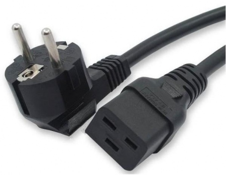 Hyperline PWC-IEC19-SHM-1.8-BK Кабель питания (Schuko+C19) (3x1.5), 16A, угловая вилка, 1.8 м Фото