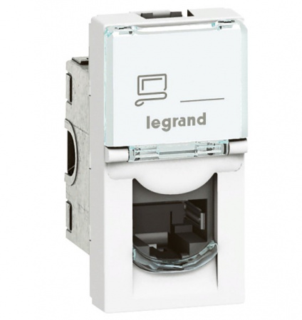 LEGRAND 076561 Модуль розетки компьютерной RJ-45, кат. 6, UTP, 1М, белый, Mosaic Фото