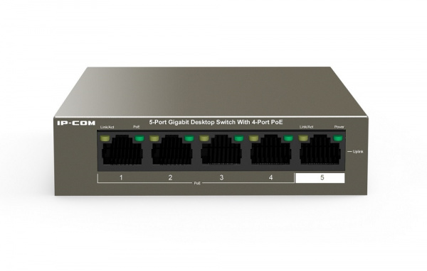 G1105P-4-63W 5-портовый гигабитный PoE коммутатор IP-COM с 4 портами PoE 10/100/1000 Мбит/с, 1 Uplink 10/100/1000 Мбит/с Фото