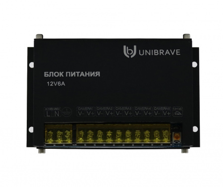 Блок питания Unibrave UB-БП-12V6А-5CH, металл Фото Блок питания Unibrave UB-БП-12V6А-5CH, металл Фото