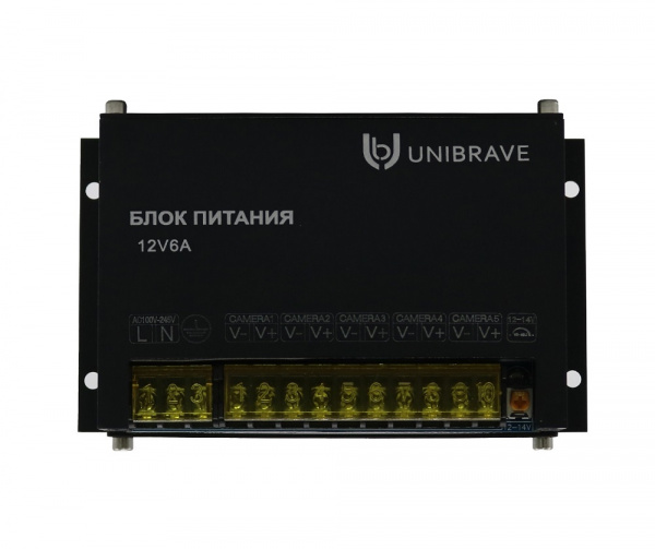 Блок питания Unibrave UB-БП-12V6А-5CH, металл Фото
