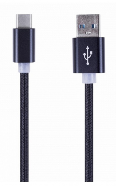 Шнур USB 3.1 type C (male)-USB 2.0 (male) в тканевой оплетке 1 м черный REXANT Фото Шнур USB 3.1 type C (male)-USB 2.0 (male) в тканевой оплетке 1 м черный REXANT Фото