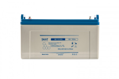 SKAT SB 12120S АКБ свинцово-кислотная тип AGM 12V 120Ач Iзар.36А, клеммы под болт М6 Фото