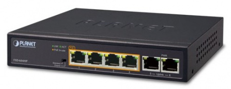 FSD-604HP. 4-ПОРТОВЫЙ 10/100TX 802.3AF/AT POE + 2-ПОРТОВЫЙ НАСТОЛЬНЫЙ КОММУТАТОР 10/100TX (60 ВТ) Фото