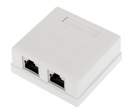 Рoзетка компьютерная внешняя, 2-порта RJ-45 (8P8C), FTP экранированная, категория 6, REXANT Фото