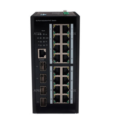AT-NS-16GP-4GS/I-480 (F) 20-портовый управляемый промышленный РoЕ коммутатор с  4 SFP Фото